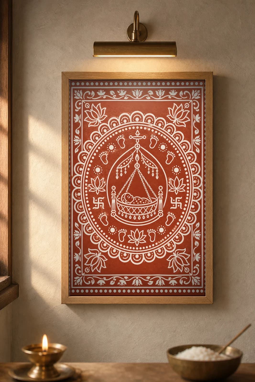 Naamkaran Chowki — framed museum print, Aipan