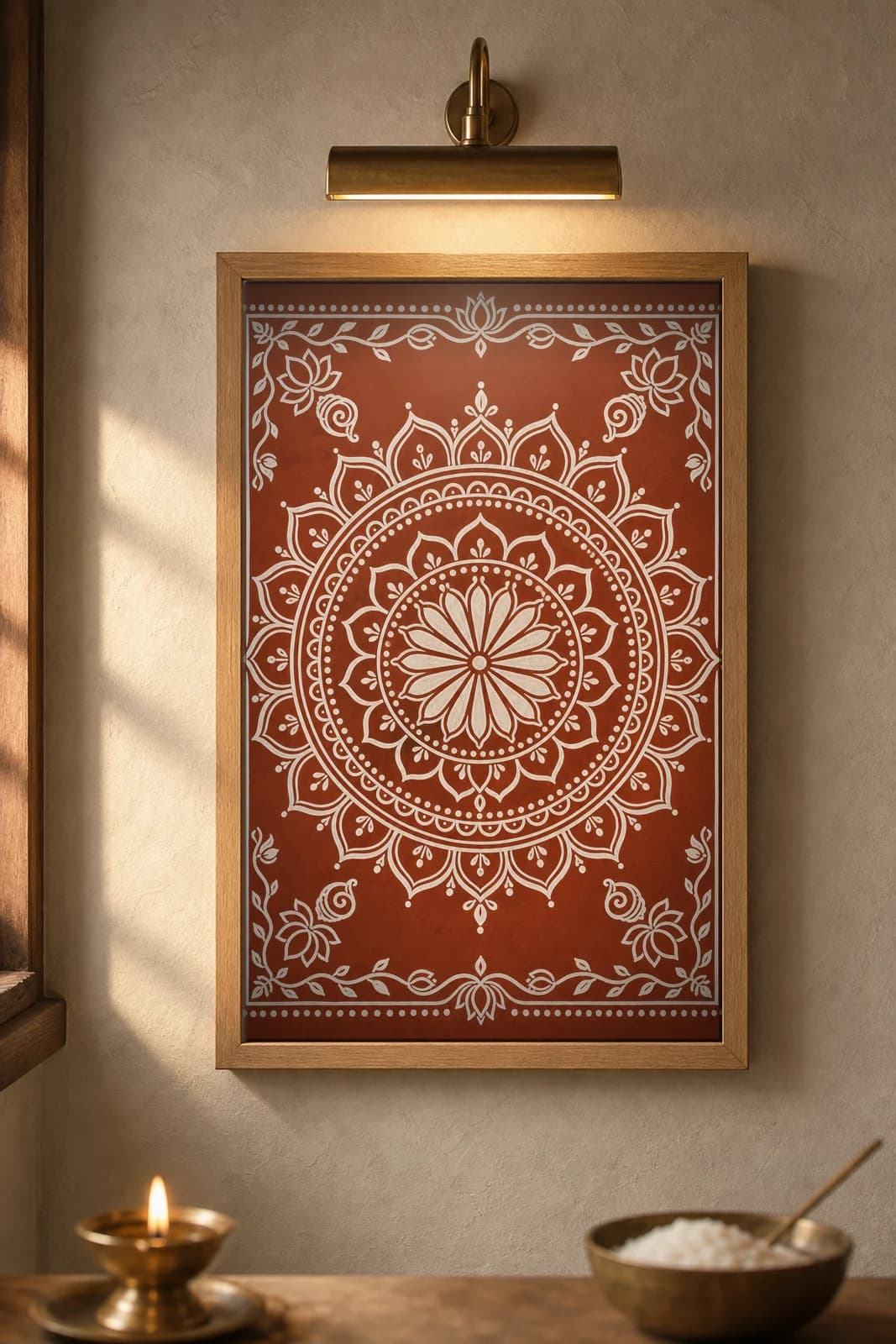 Lakshmi Yantra — framed museum print, Aipan