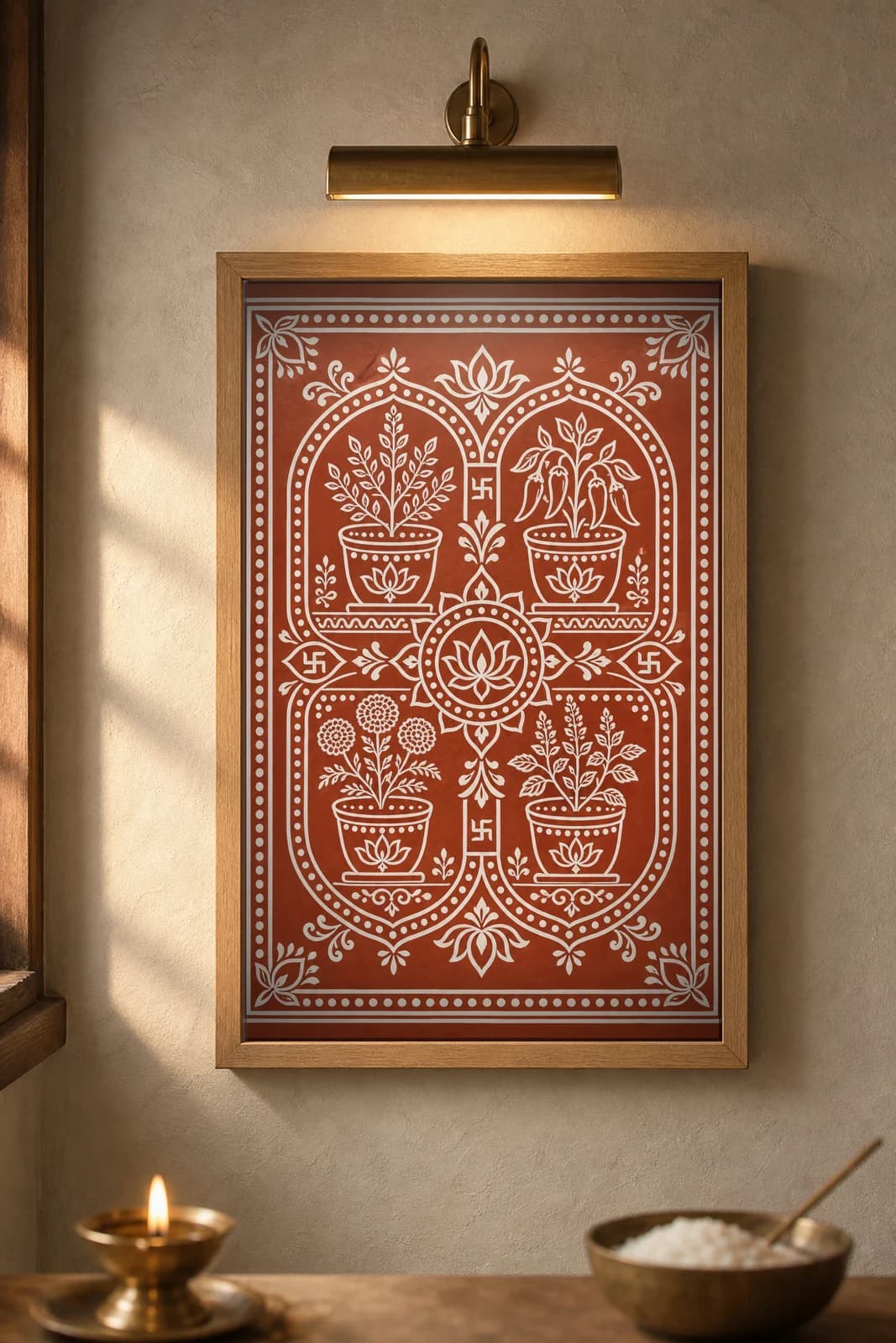 Chhat Bageecha — framed museum print, Aipan