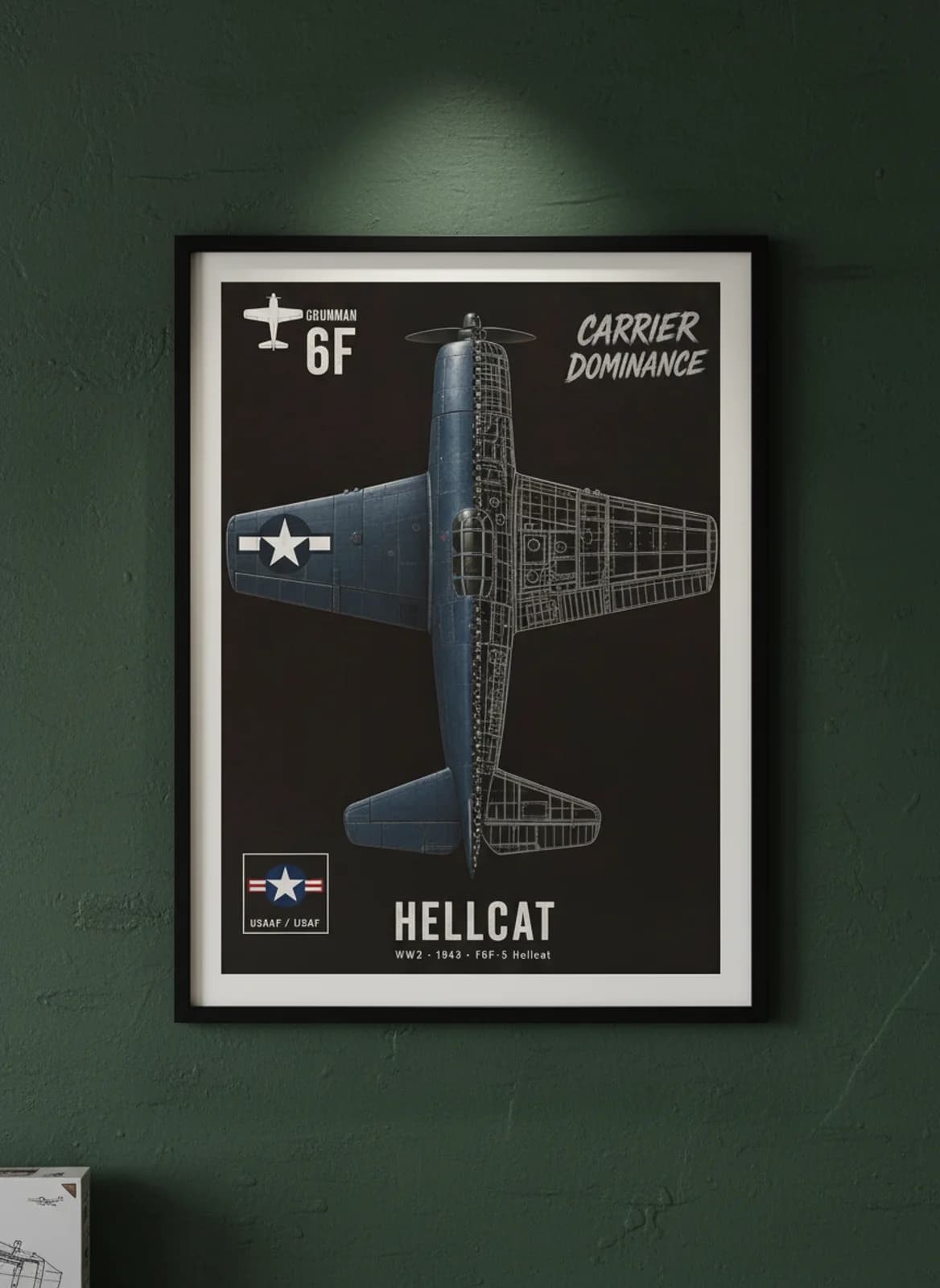 F6F-5 Hellcat — framed museum print, Aircraft Cutviews