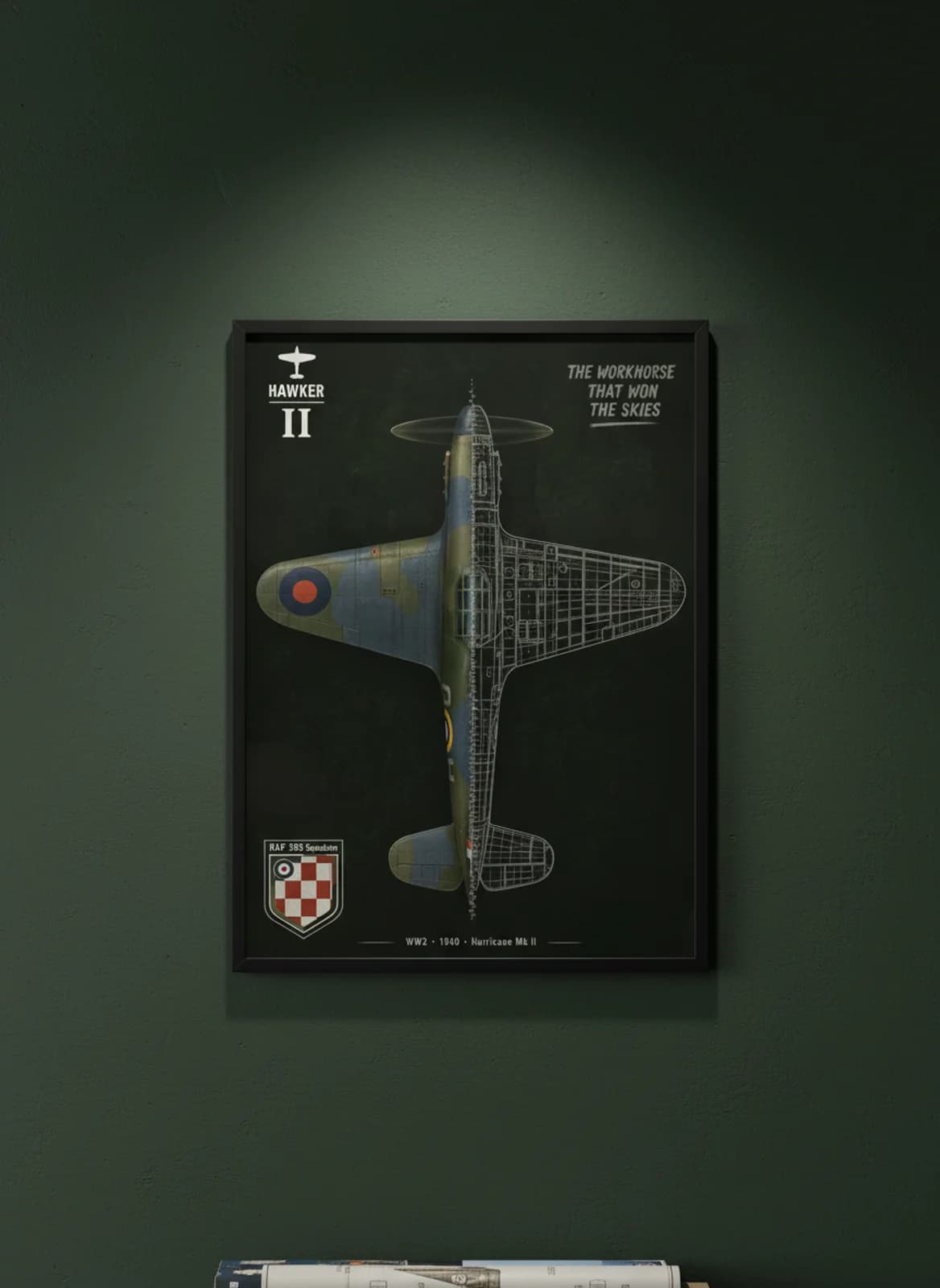 Hurricane Mk II — Aircraft Cutaway — framed museum print, Aircraft Cutviews