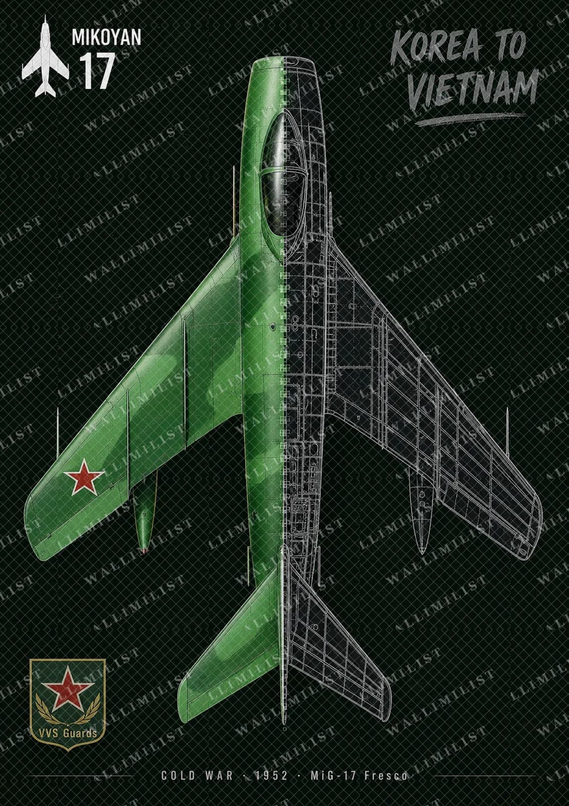 Actual watermarked print of MiG-17 Fresco — Aircraft Cutaway