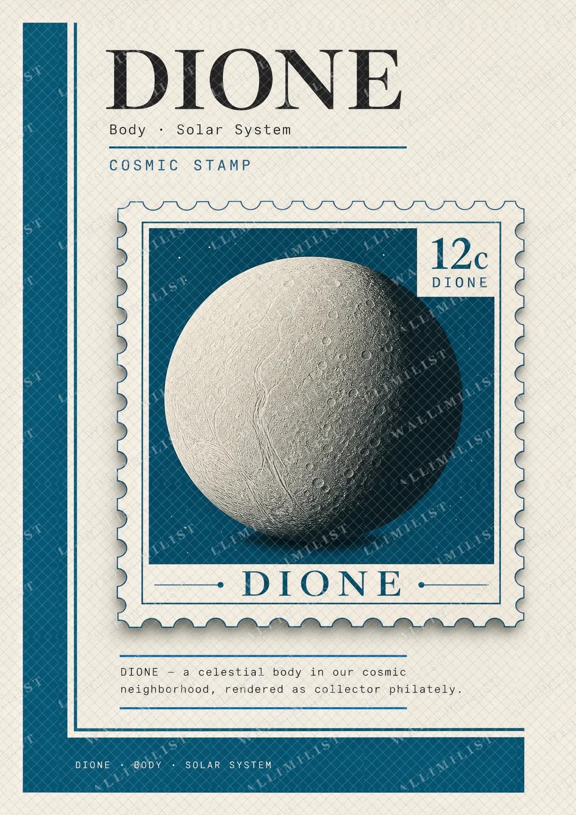 Actual watermarked print of DIONE — Astronomical Bodies Stamp