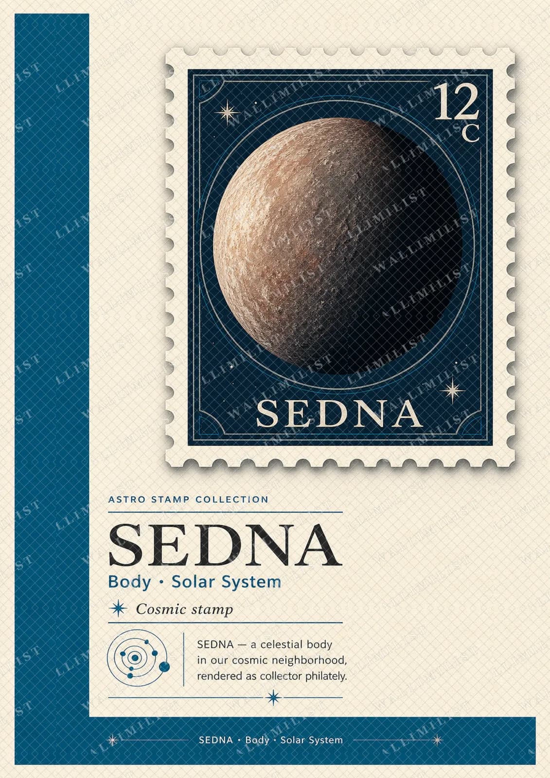 Actual watermarked print of SEDNA — Astronomical Bodies Stamp