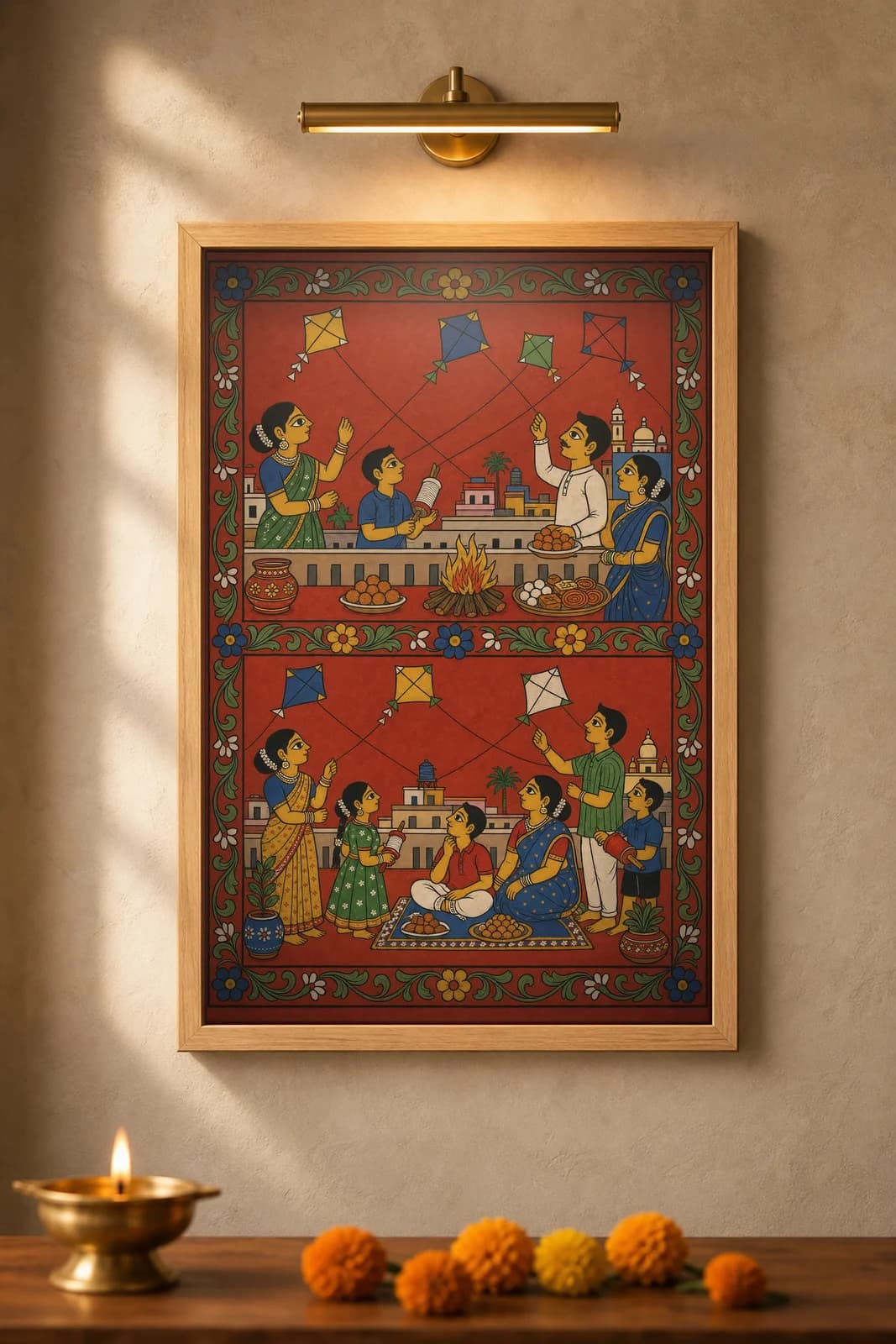Sankranti Kite Terrace — framed museum print, Cheriyal