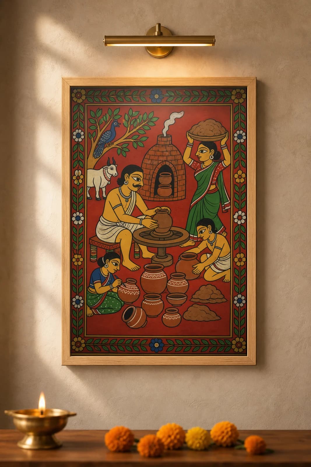 Kumhar at the Wheel — framed museum print, Cheriyal
