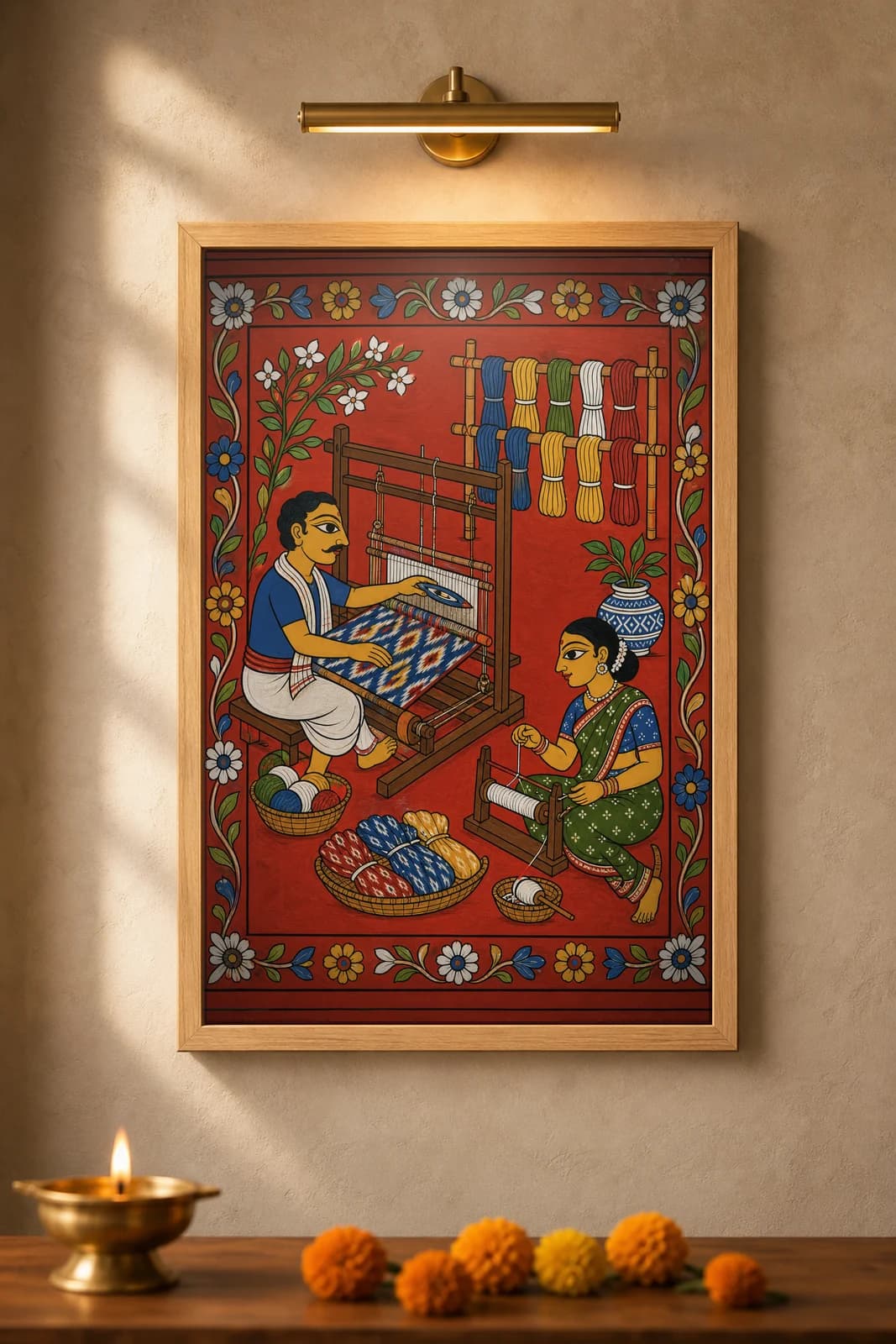 Pochampally Ikat — framed museum print, Cheriyal
