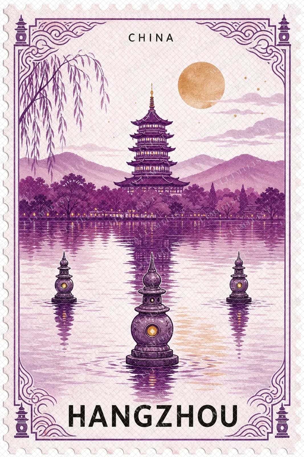 Actual watermarked print of Hangzhou