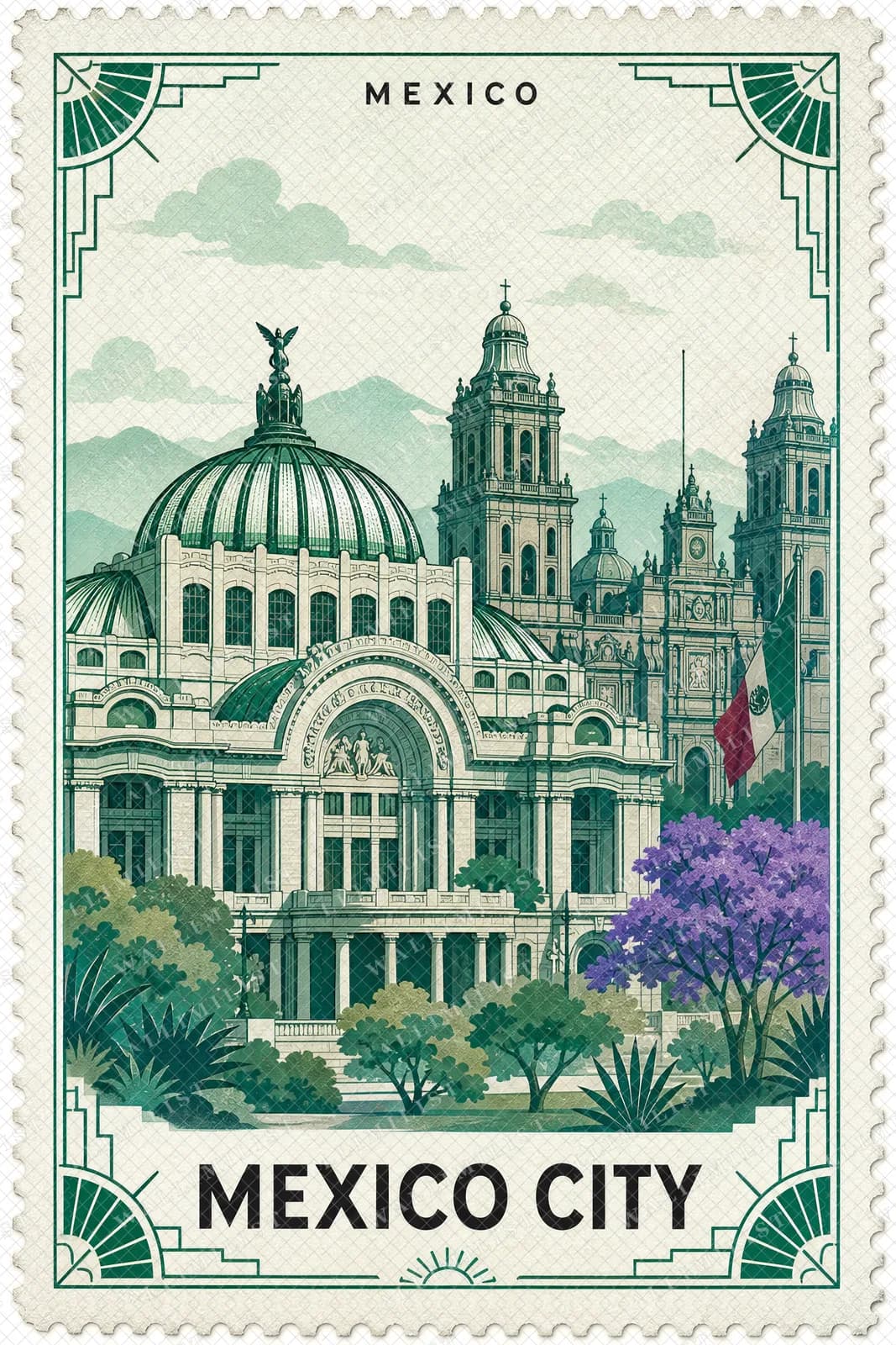 Actual watermarked print of Mexico City
