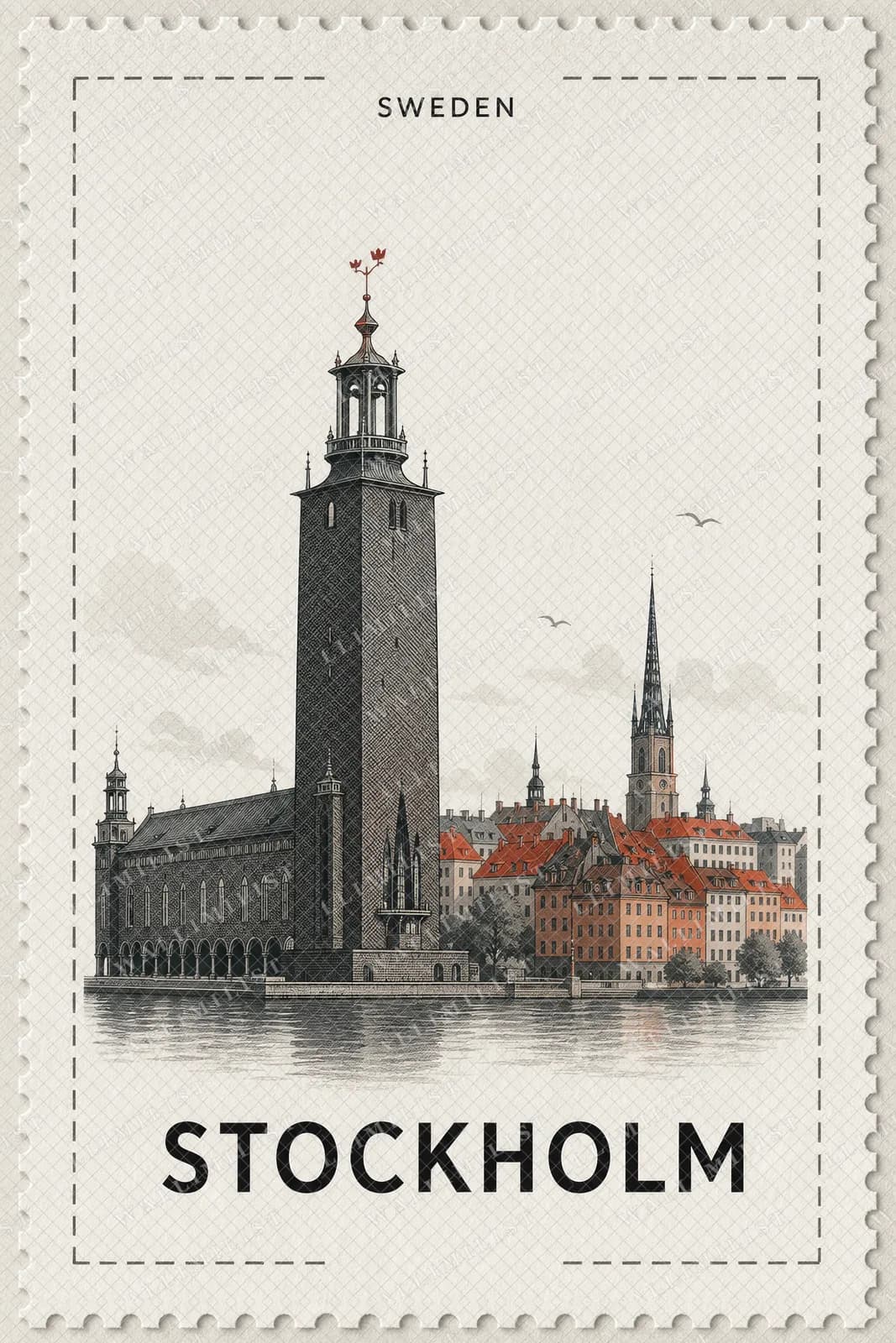 Actual watermarked print of Stockholm