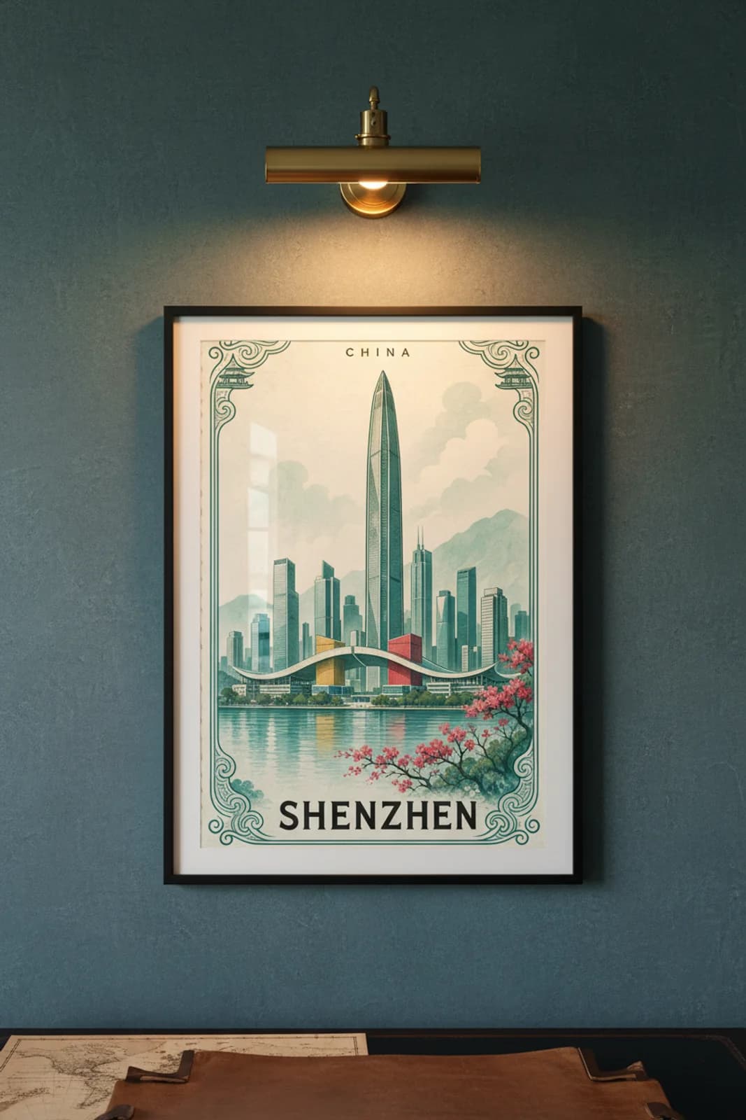 Shenzhen — framed museum print, City Stamps