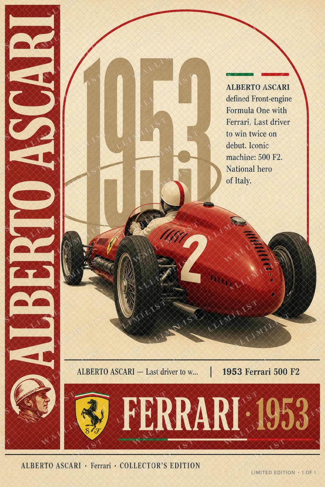 Actual watermarked print of Alberto Ascari — F1 Heritage Collector