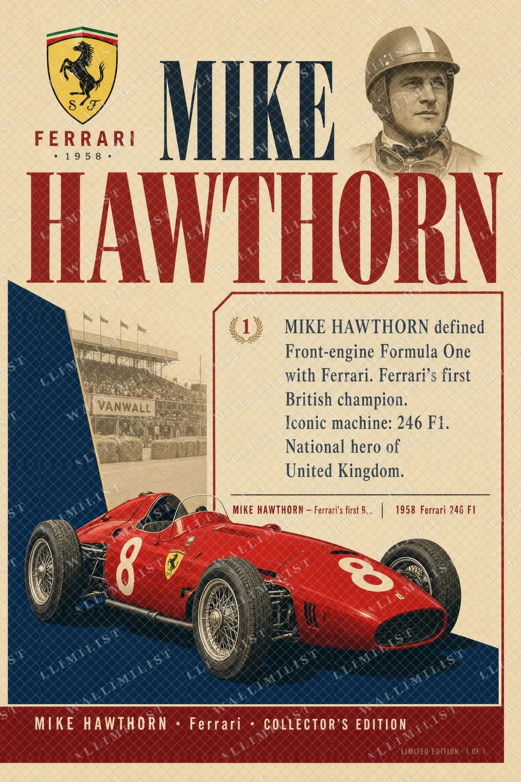 Actual watermarked print of Mike Hawthorn
