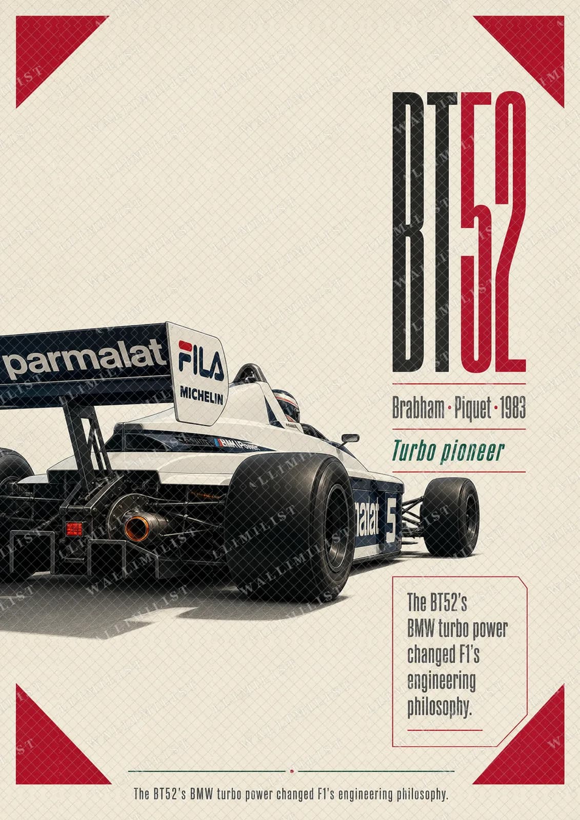 Actual watermarked print of Nelson Piquet — Brabham BT52 turbo title