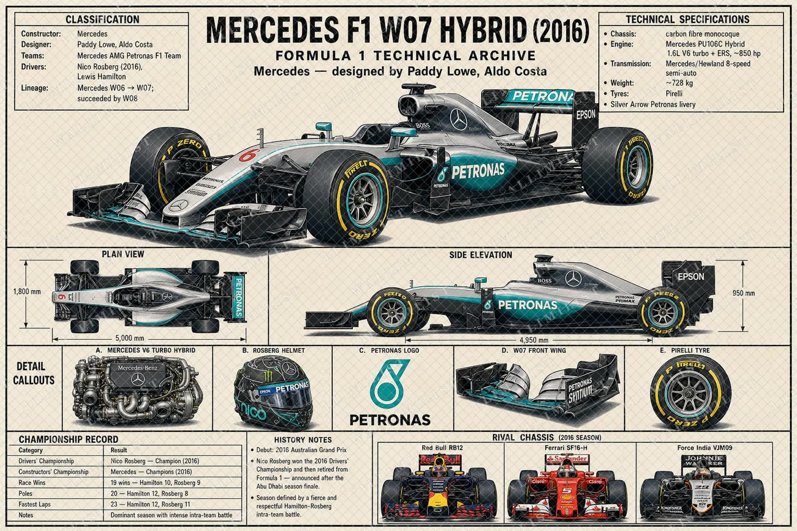 Actual watermarked print of F1 W07 HYBRID