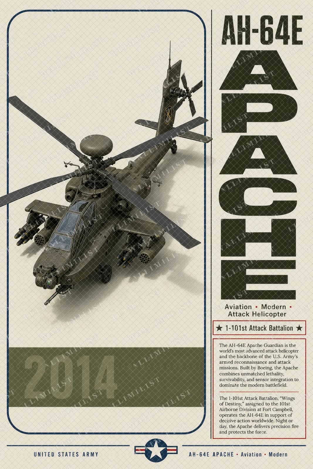 Actual watermarked print of AH-64E Apache