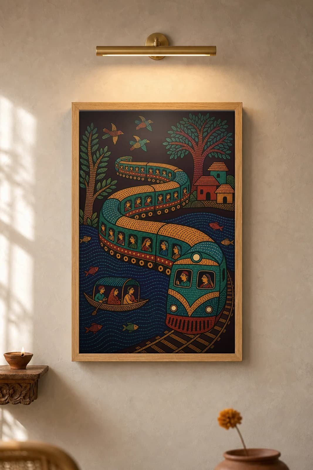 The Local Serpent — framed museum print, Gond