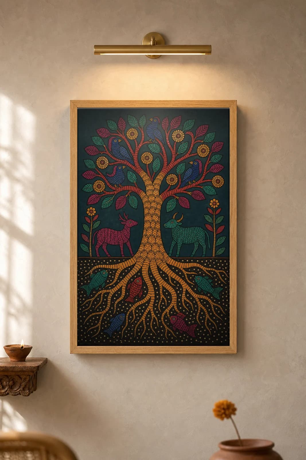 Root to Canopy — framed museum print, Gond