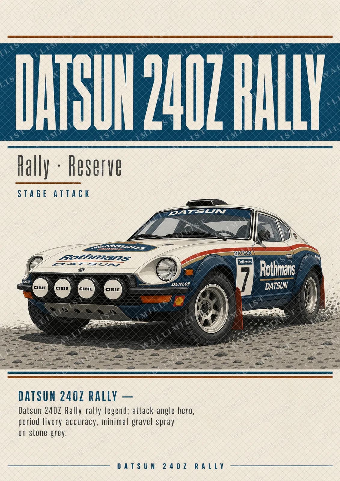 Actual watermarked print of Datsun 240Z Rally