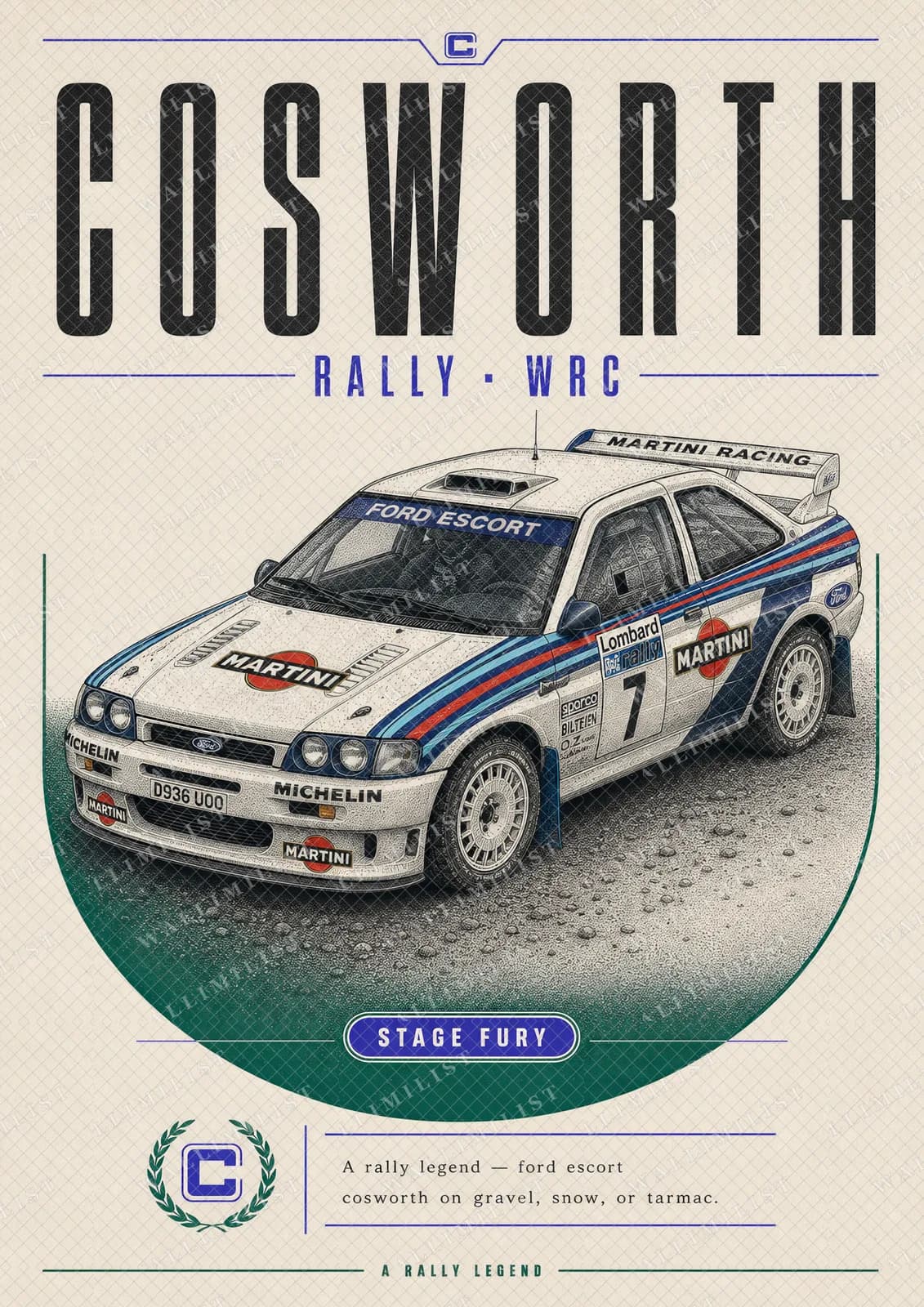 Actual watermarked print of Ford Escort Cosworth