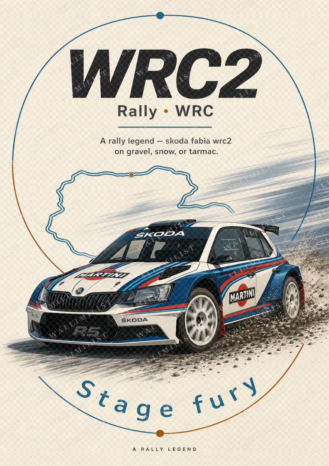 Actual watermarked print of Skoda Fabia WRC2