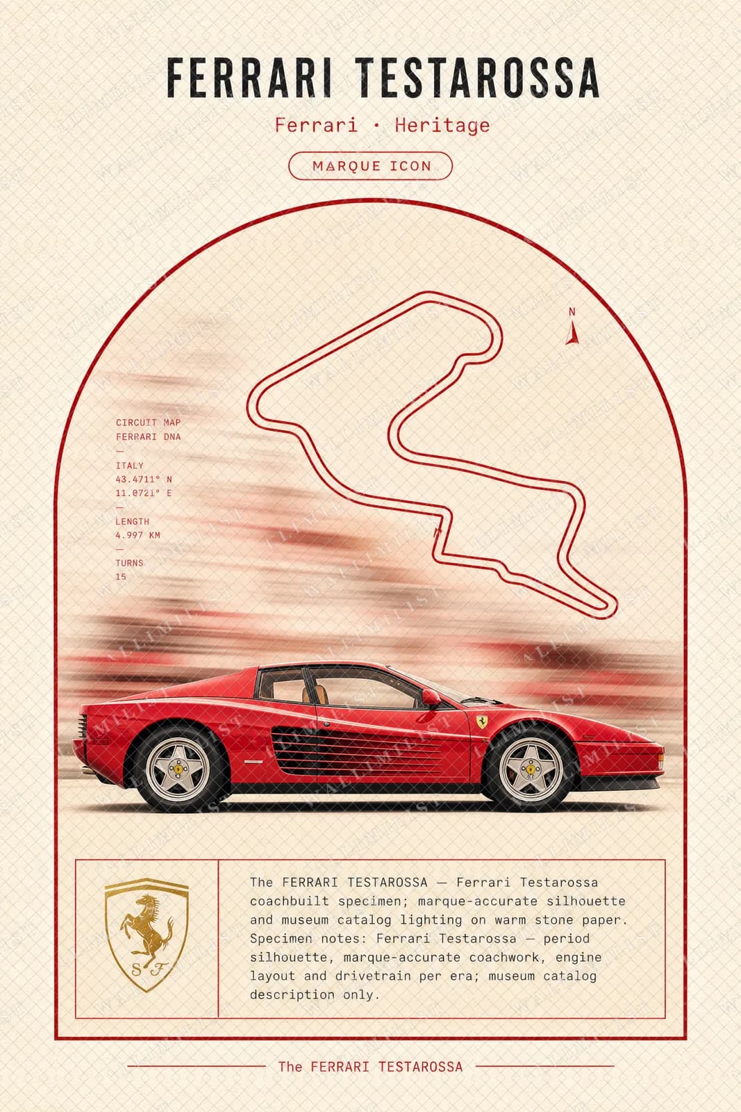Actual watermarked print of Ferrari Testarossa
