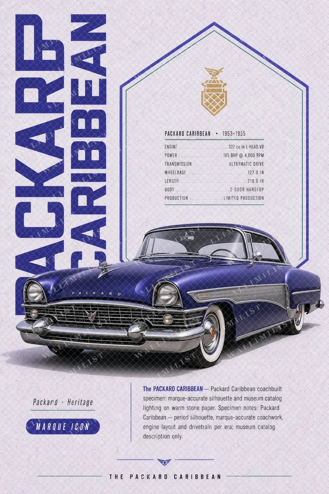 Actual watermarked print of Packard Caribbean