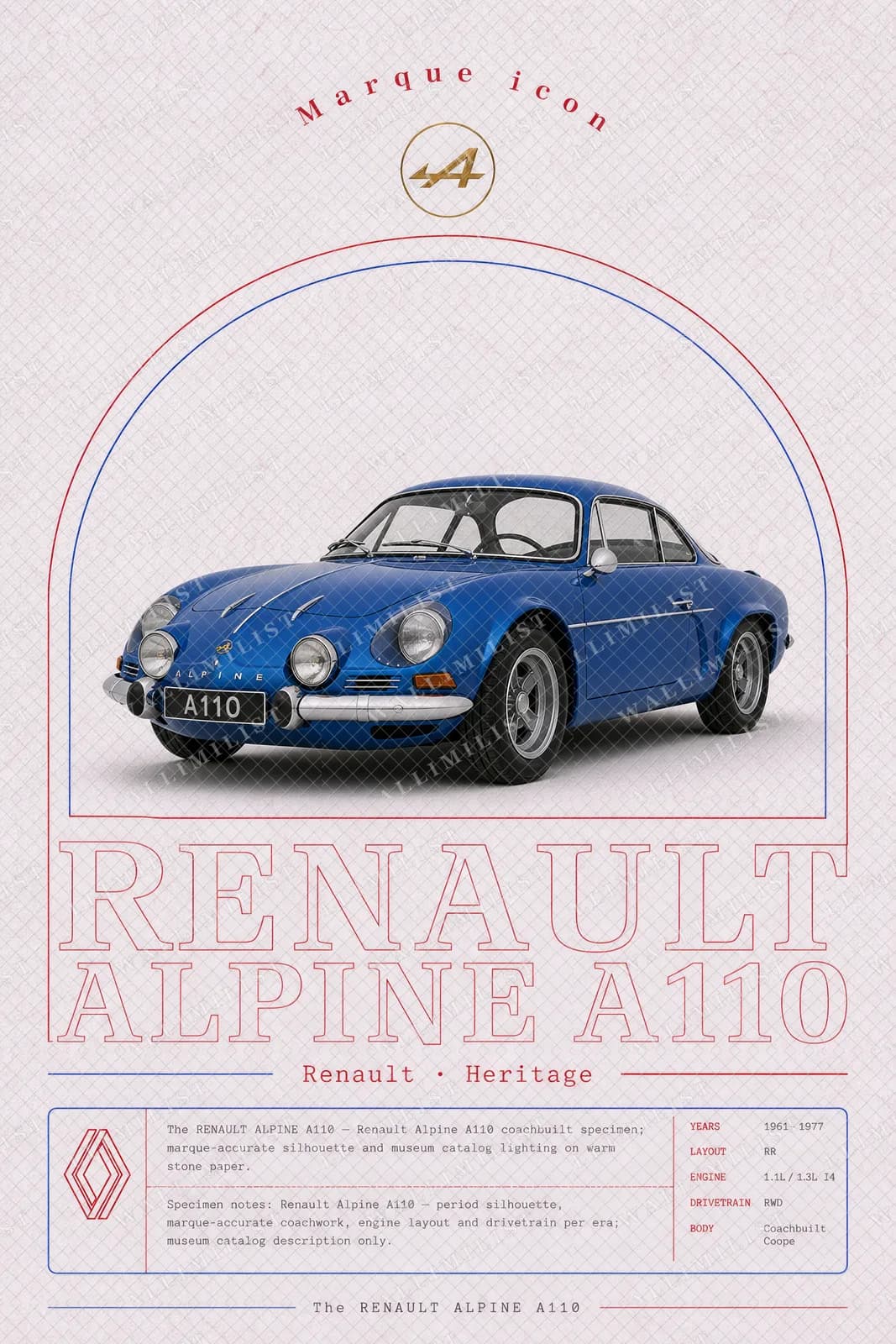 Actual watermarked print of Renault Alpine A110