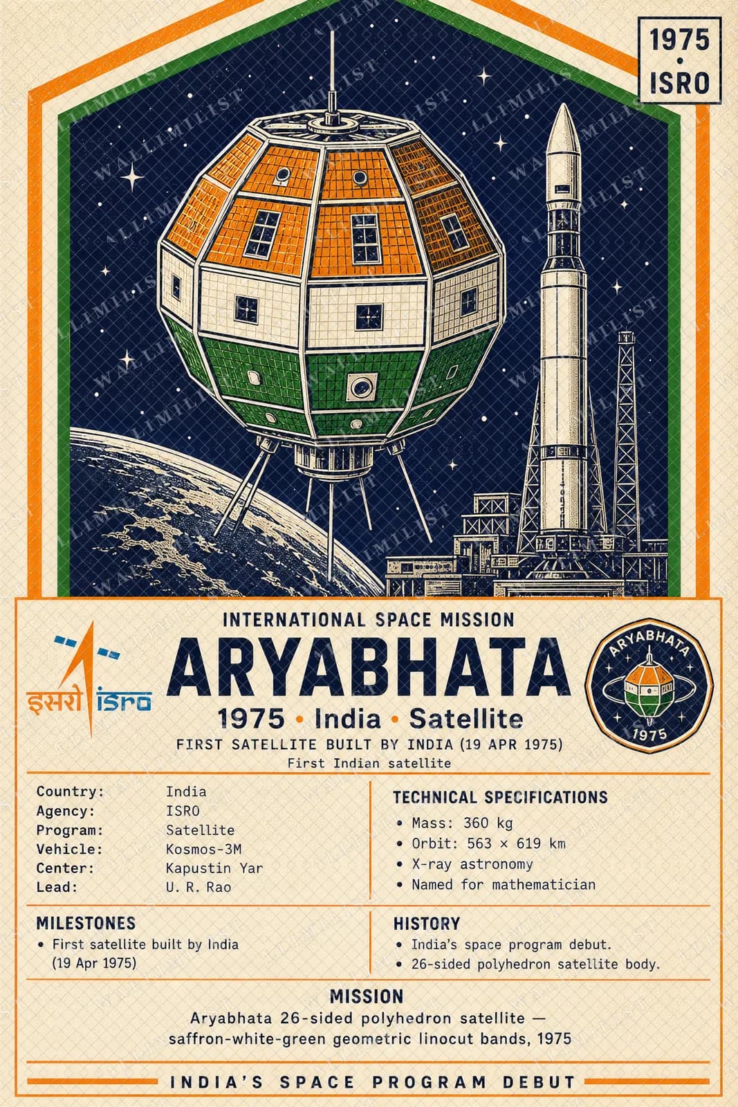 Actual watermarked print of Aryabhata