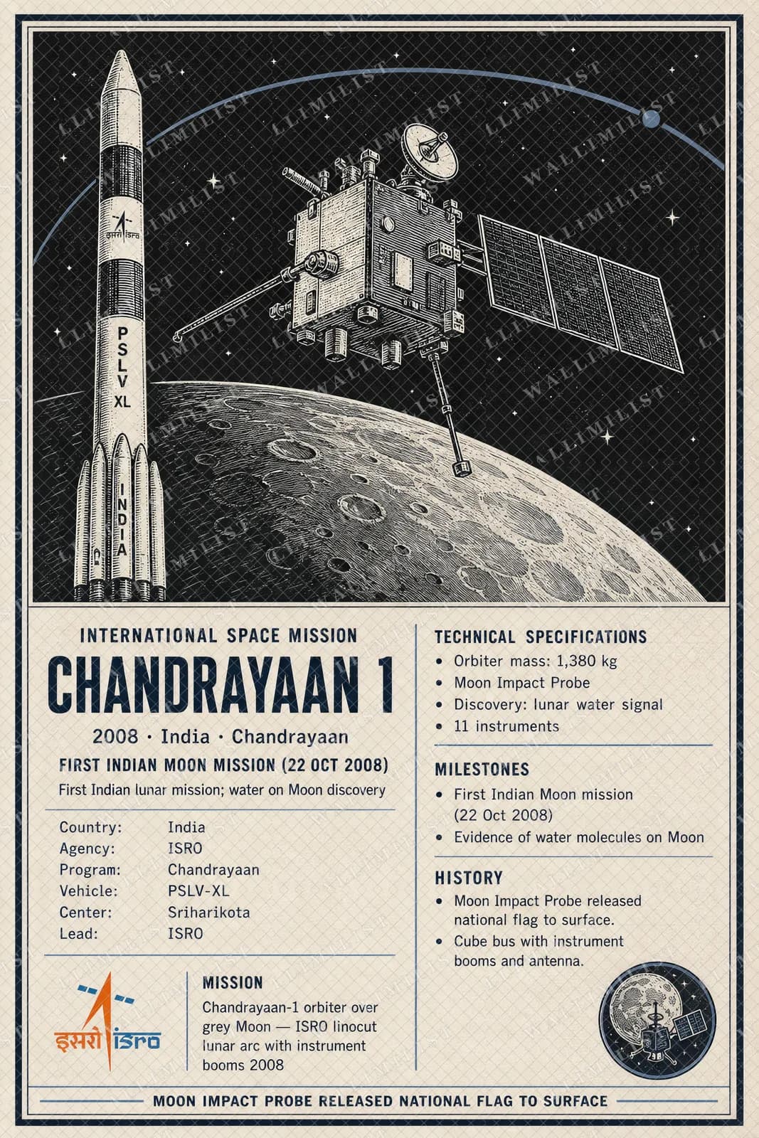 Actual watermarked print of Chandrayaan-1