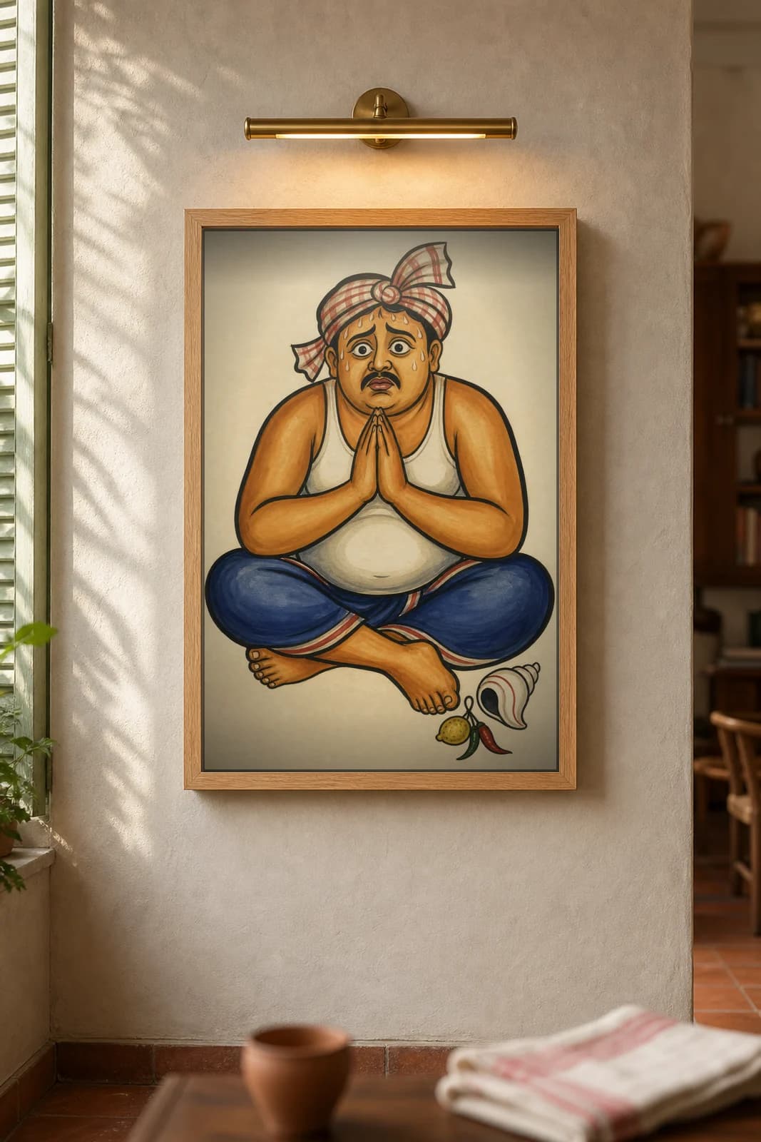 The Lucky-Seat Fan — framed museum print, Kalighat