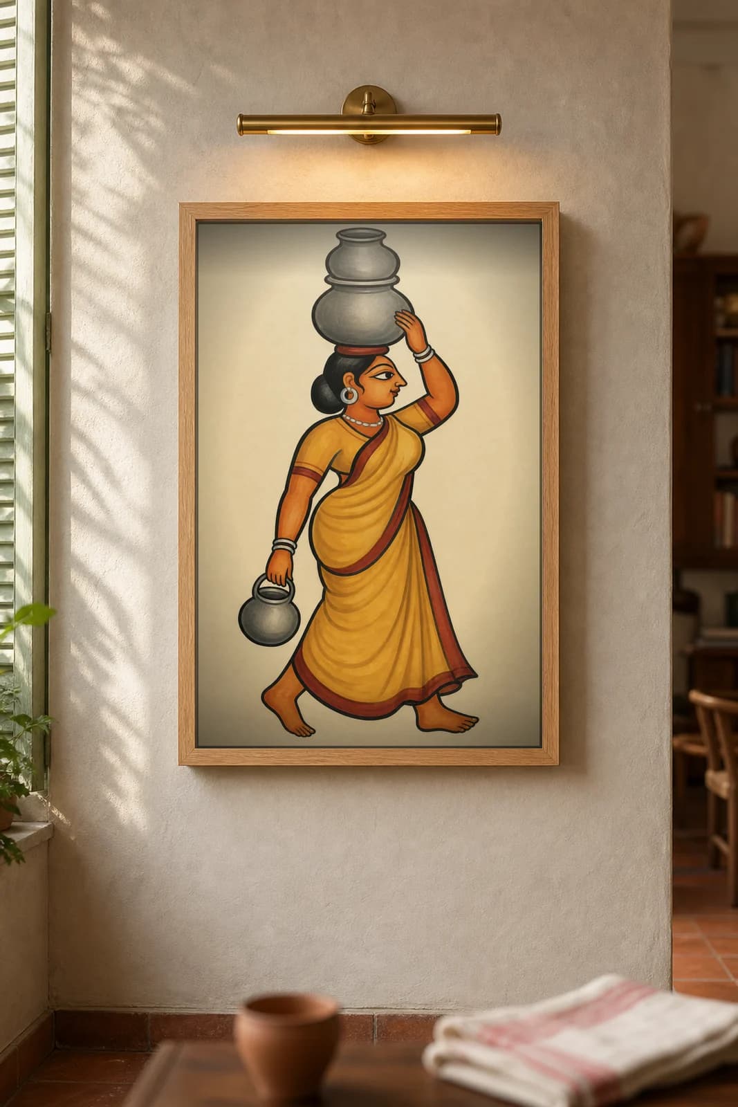 The Milkmaid — framed museum print, Kalighat