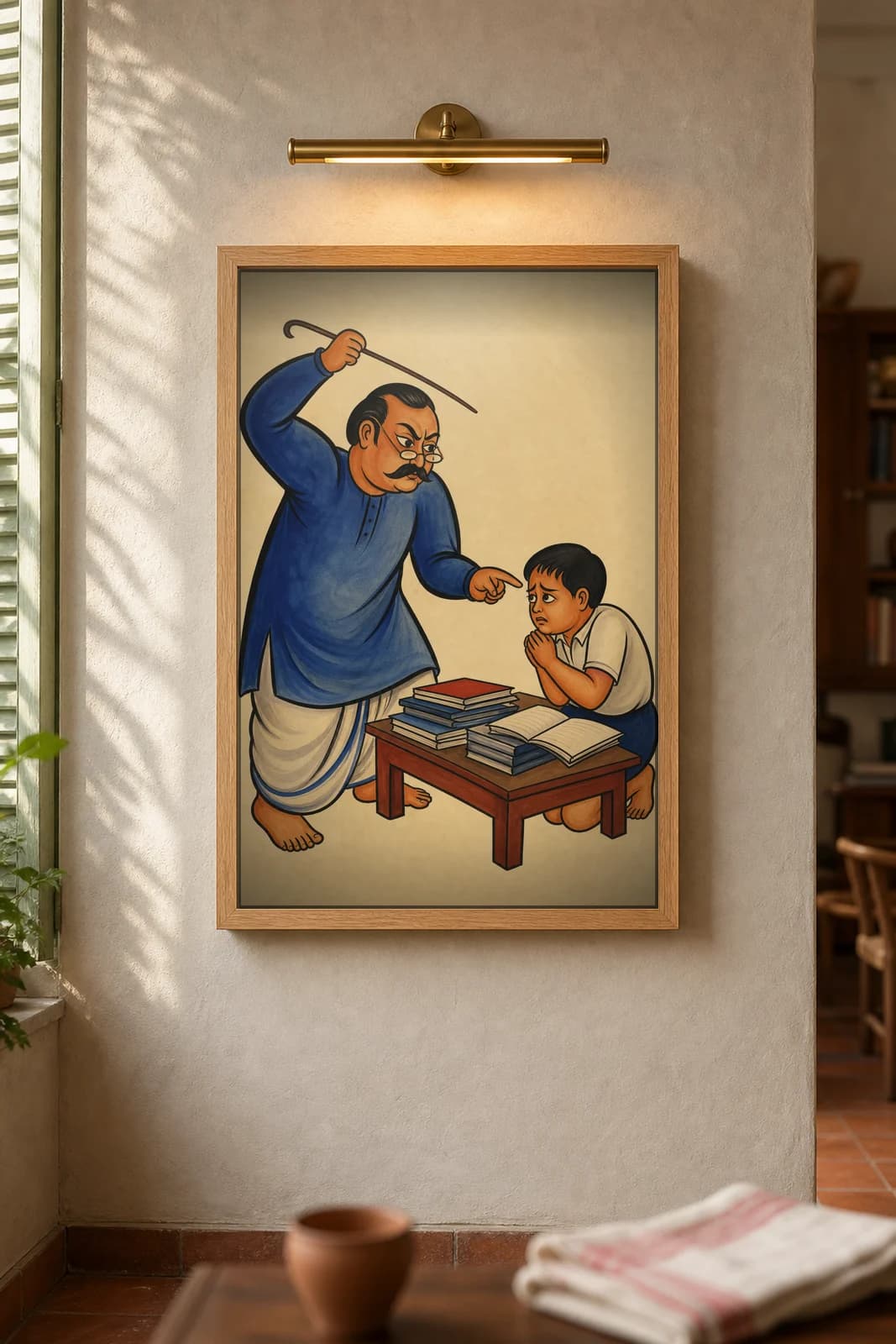 The Tuition-Master — framed museum print, Kalighat