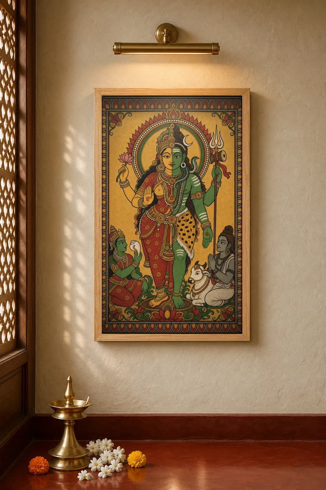 Ardhanareeswara — framed museum print, Kerala Mural