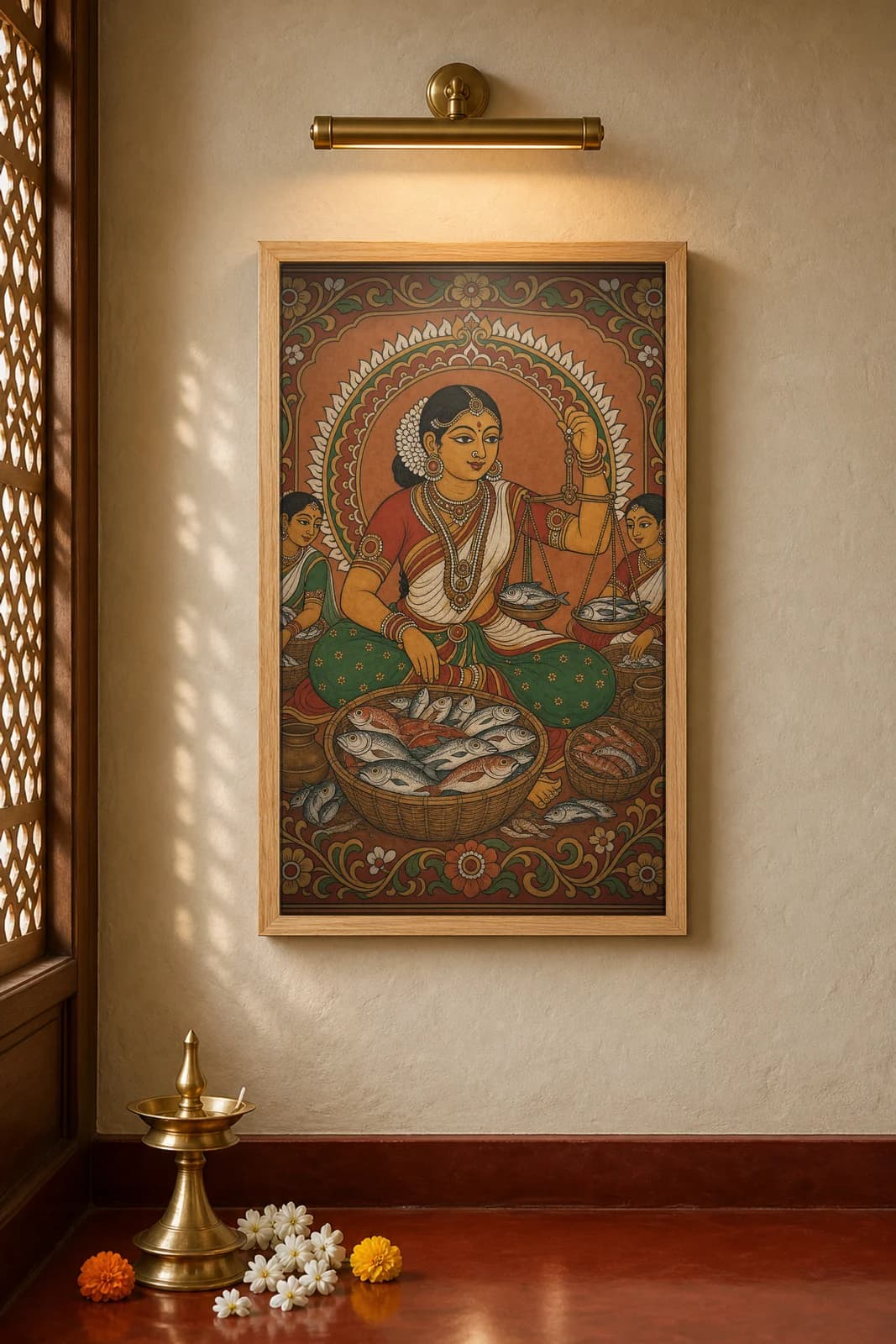 Fish Market — framed museum print, Kerala Mural