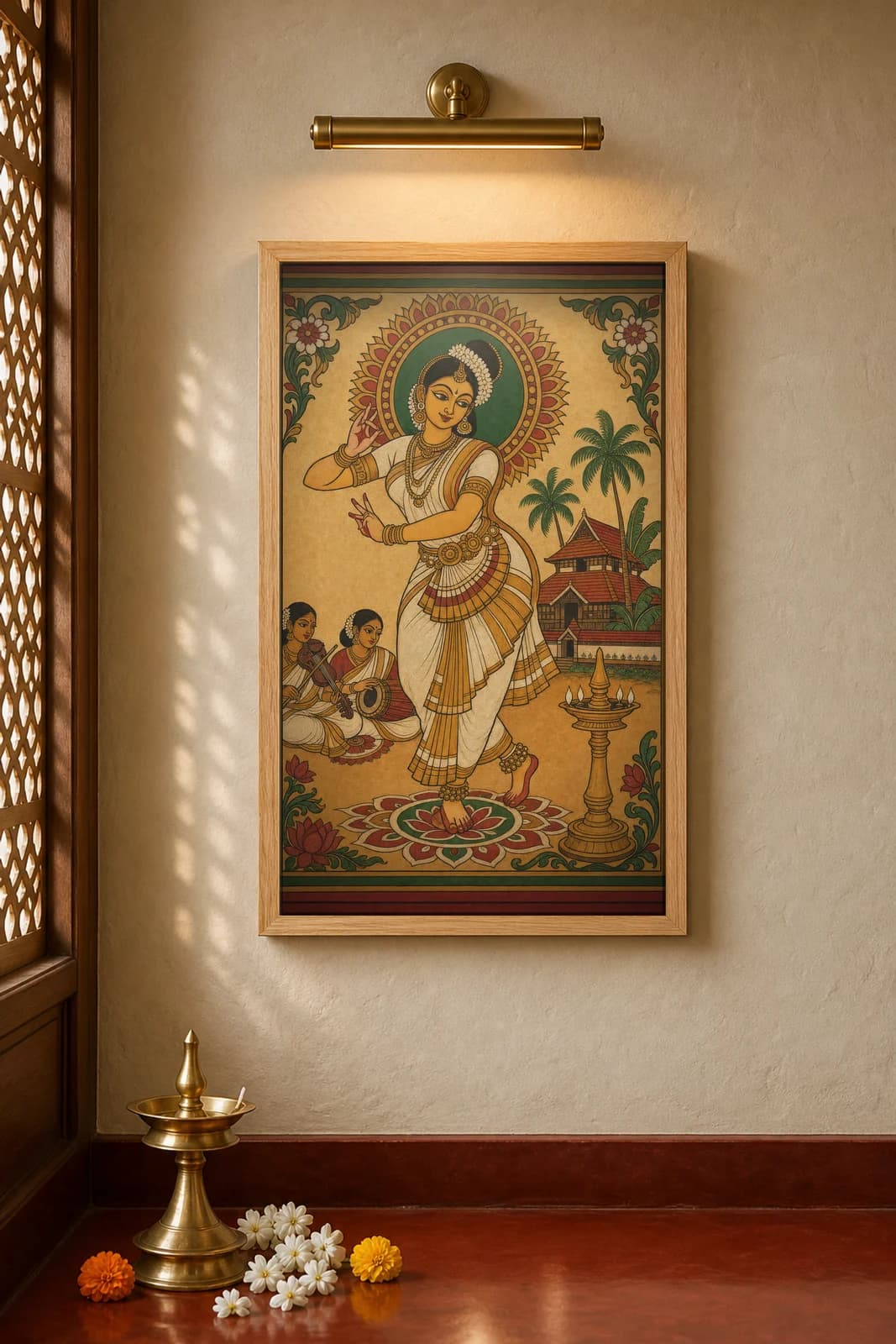 Mohiniyattam Recital — framed museum print, Kerala Mural