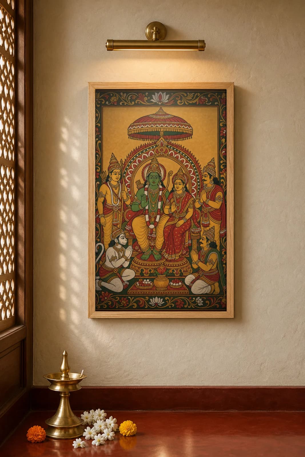 Rama Pattabhishekam — framed museum print, Kerala Mural