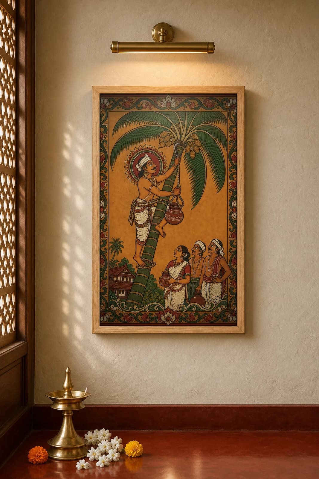 Toddy Tapper — framed museum print, Kerala Mural