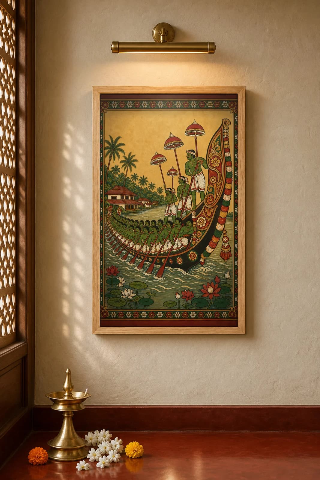 Vallam Kali — Snake-Boat Crew — framed museum print, Kerala Mural