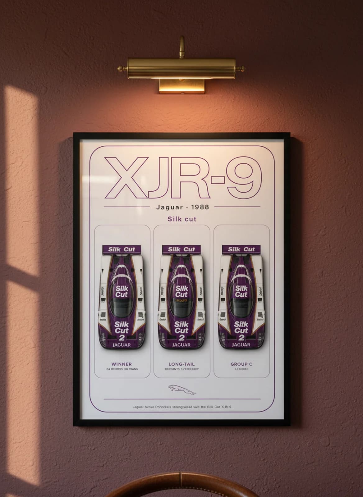 XJR-9 Silk Cut — framed museum print, Lemans