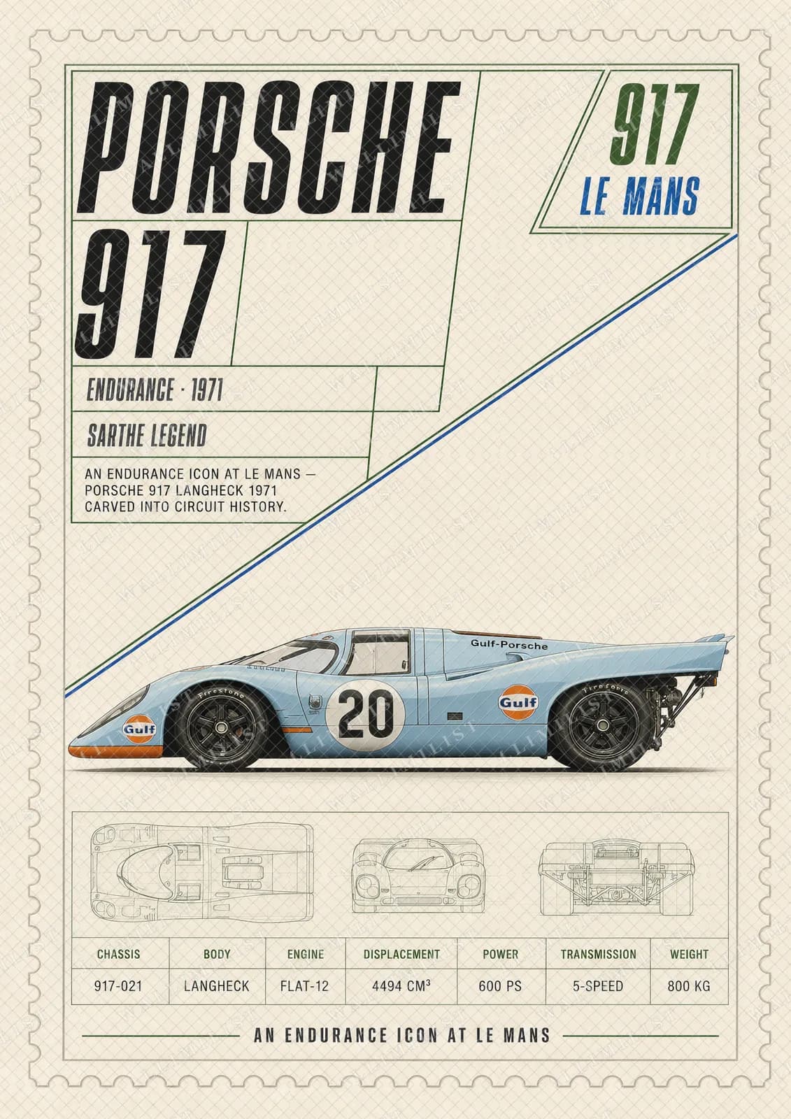 Actual watermarked print of Porsche 917 Langheck