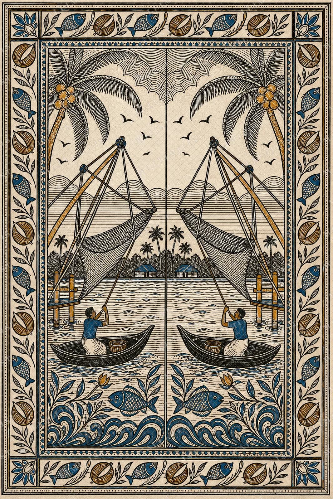 Actual watermarked print of Fishing Net Kerala