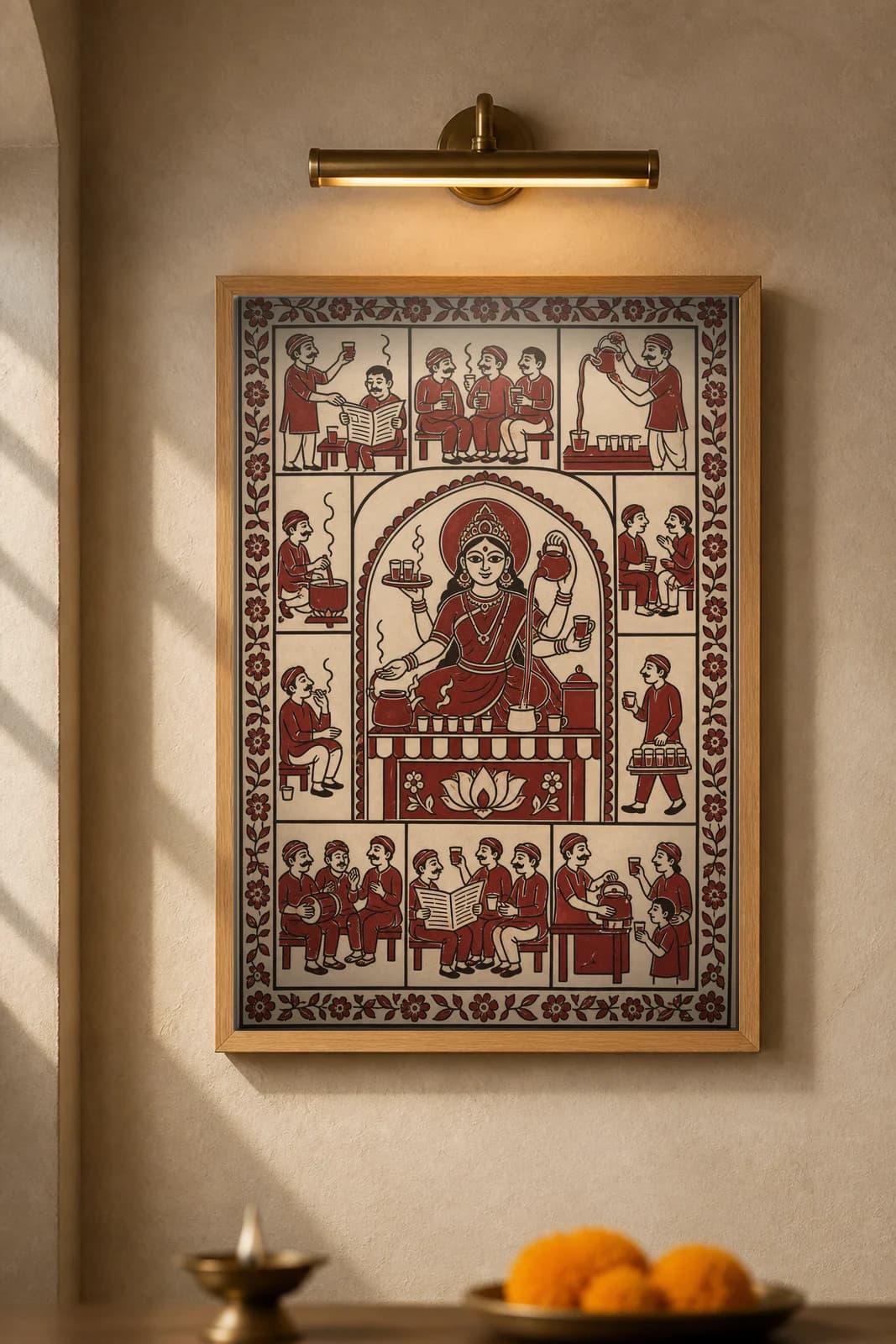 The Chai Tapri — framed museum print, Mata Ni Pachedi