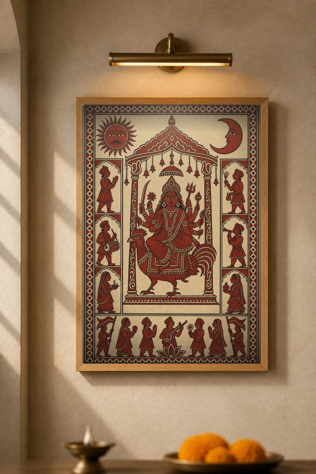 Sun and Moon Shrine — framed museum print, Mata Ni Pachedi