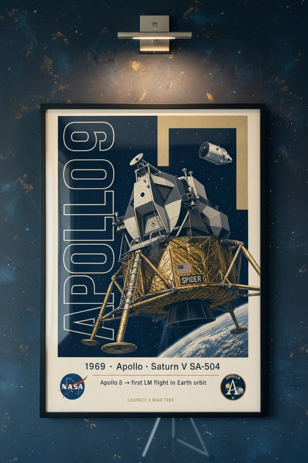 Apollo 9 Space Print — Spider LM First Flight Heritage