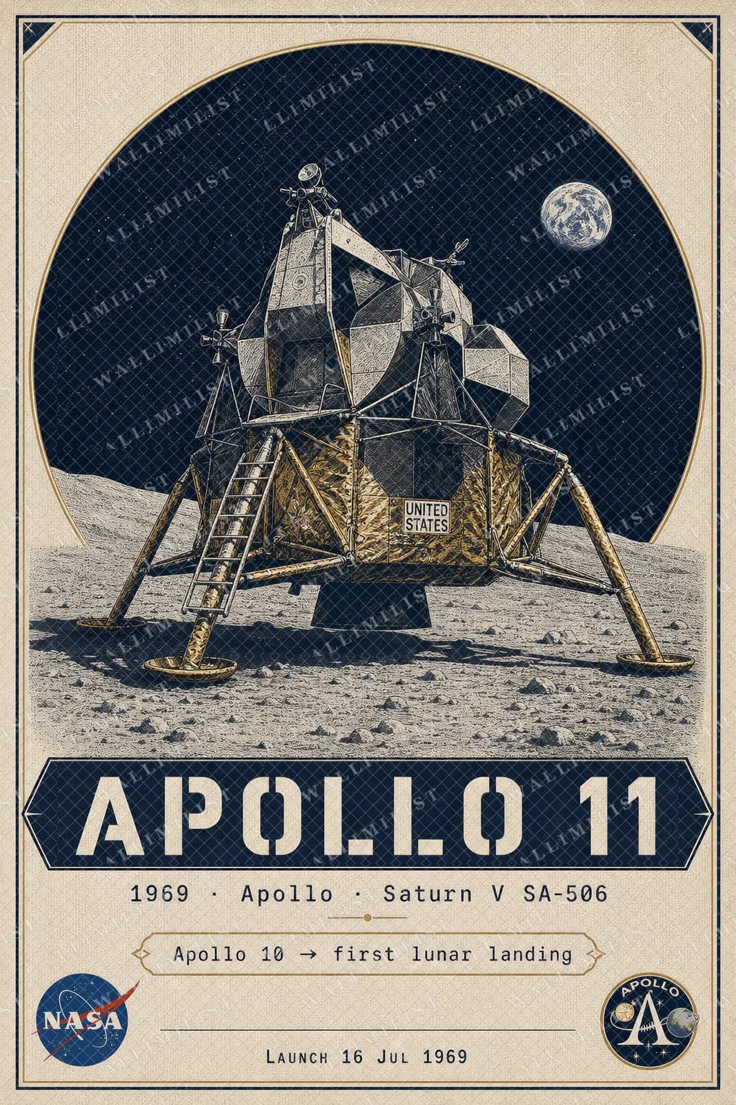 Actual watermarked print of Apollo 11 — NASA Heritage Collector
