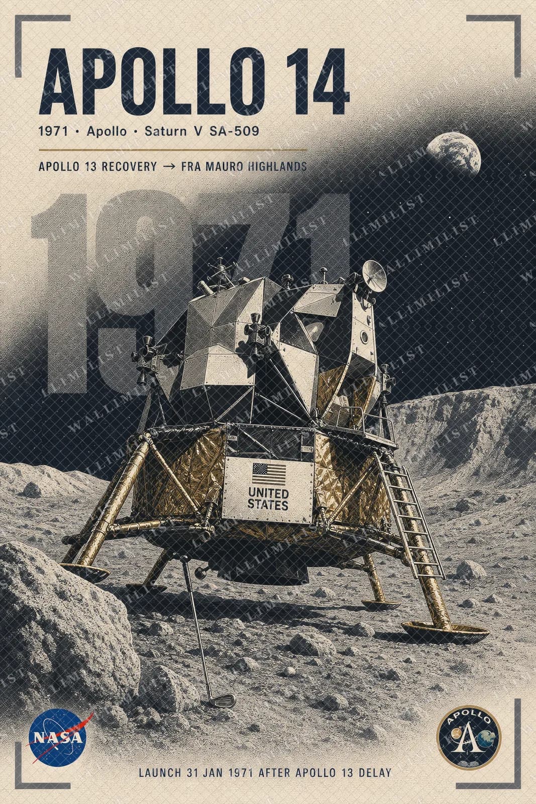 Actual watermarked print of Apollo 14