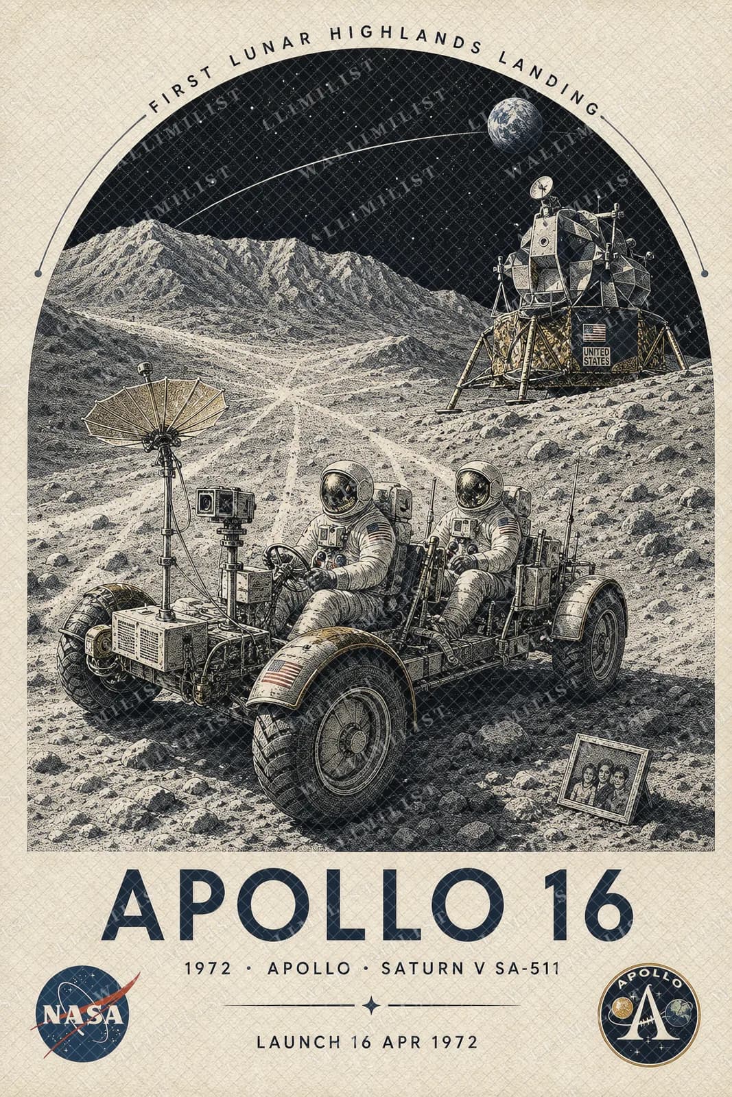 Actual watermarked print of Apollo 16