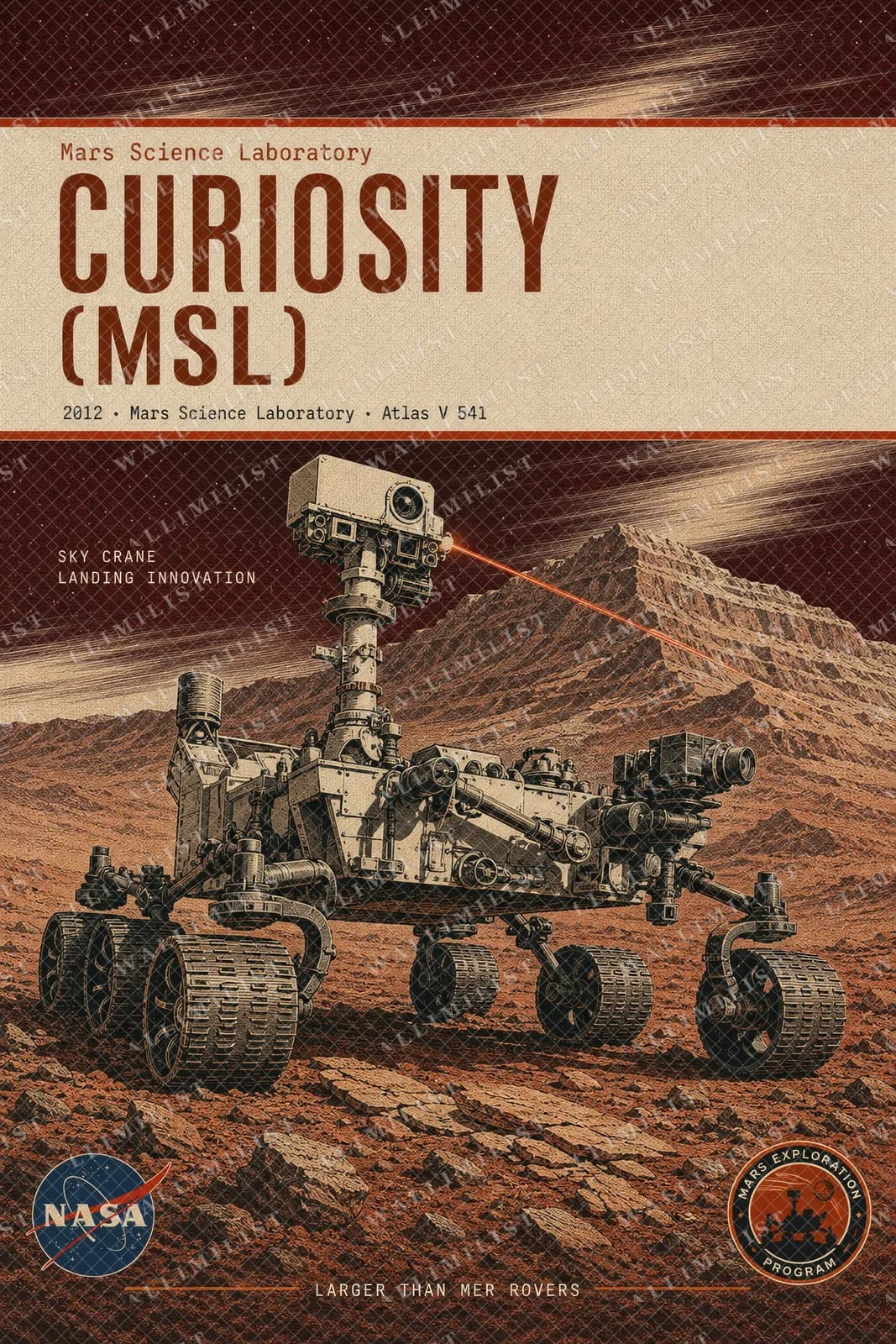 Actual watermarked print of Curiosity (MSL)