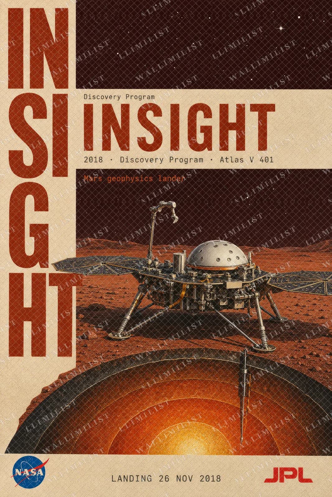 Actual watermarked print of InSight — NASA Heritage Collector